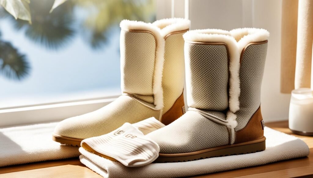 Drying wet ugg boots