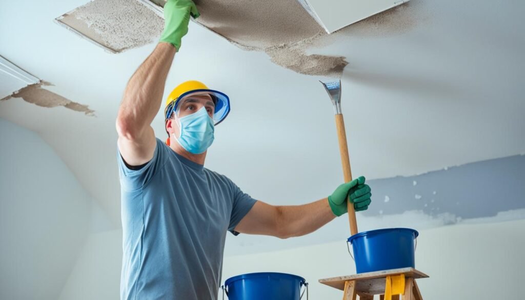 repairing water damaged drywall ceiling