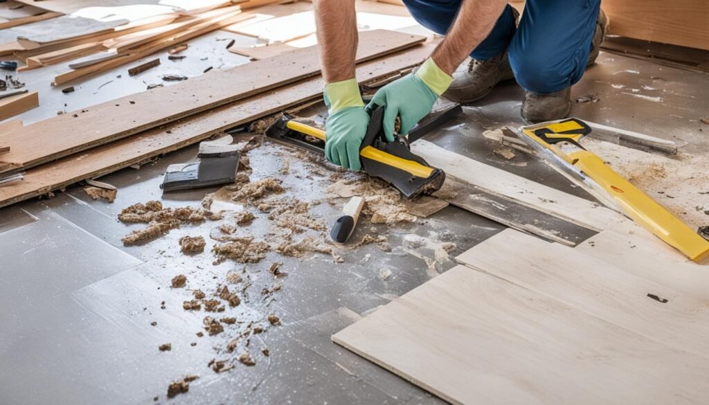 water damaged subfloor renovation