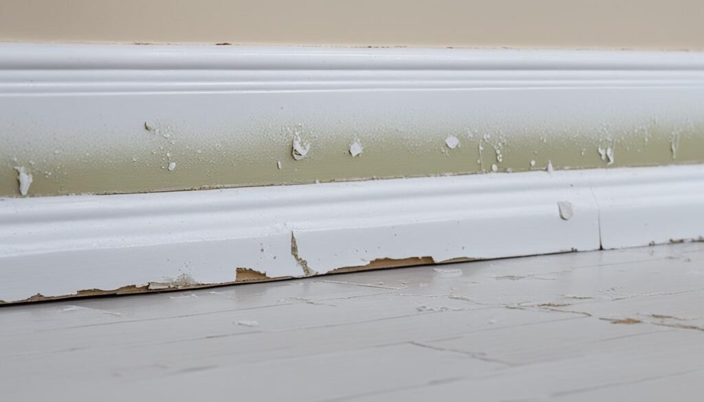 water damaged baseboards